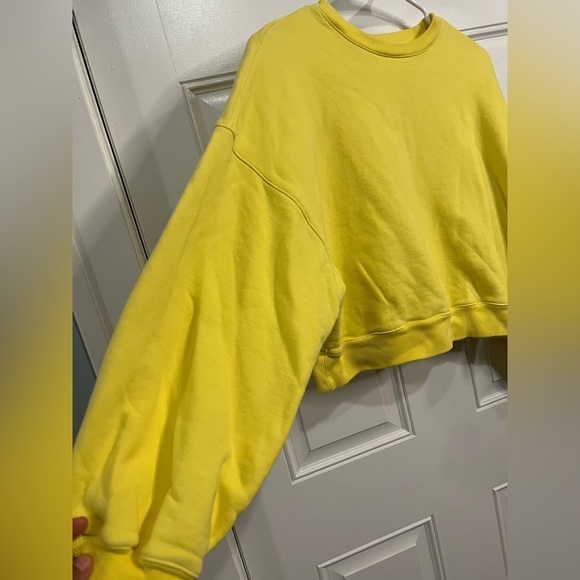 AGOLDE
BALLOON SLEEVE CROPPED YELLOW CREWNECK SWEATSHIRT TOP SM - Picture 4 of 8